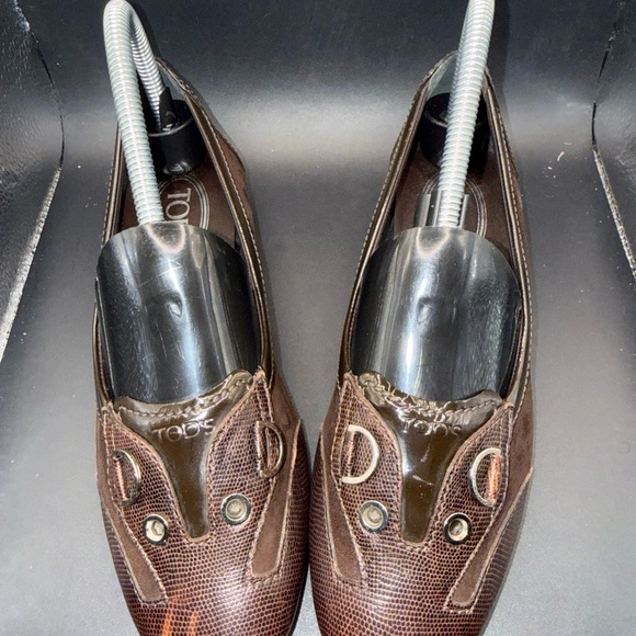 Tod's Shoes - Size 36.5 EU - Tod’s (Italy) Round Toe Brown Embossed Flat Shoe, No Box, Flawed